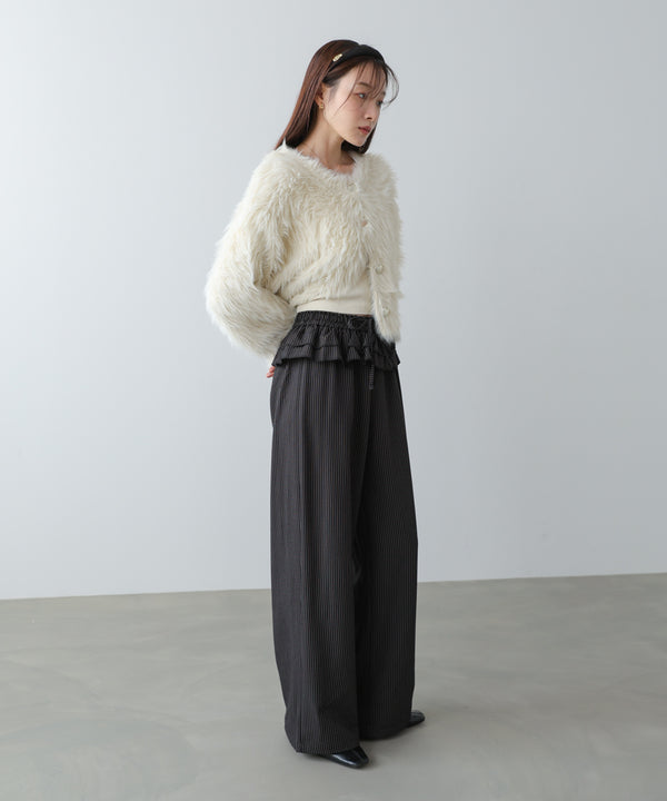 ウエストフリルストライプパンツ