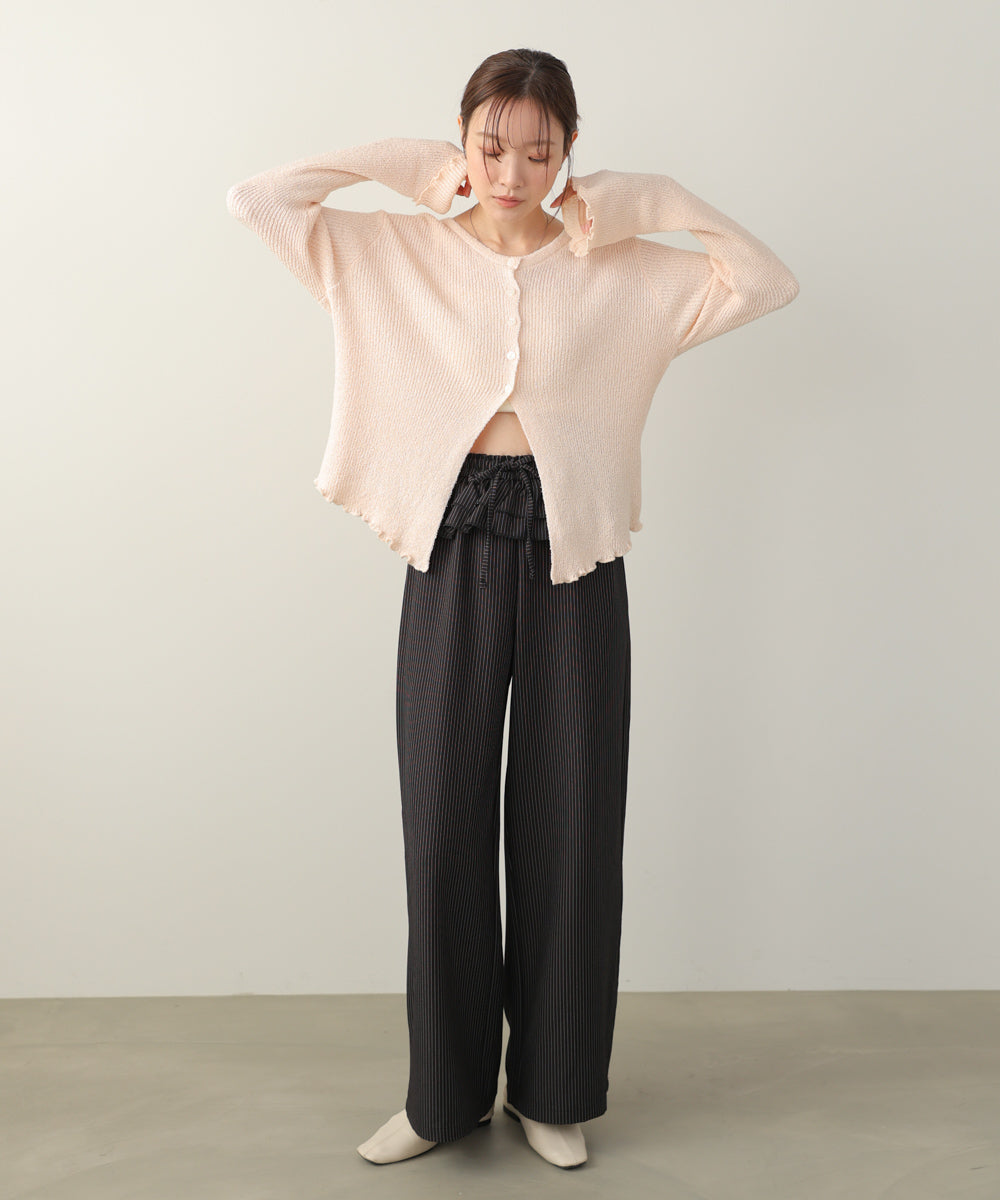 ウエストフリルストライプパンツ