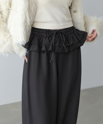 ウエストフリルストライプパンツ