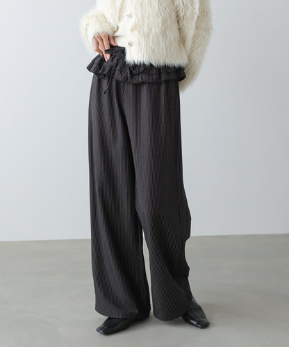 ウエストフリルストライプパンツ