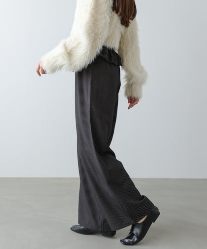 ウエストフリルストライプパンツ