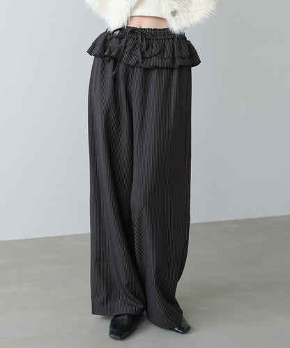 ウエストフリルストライプパンツ