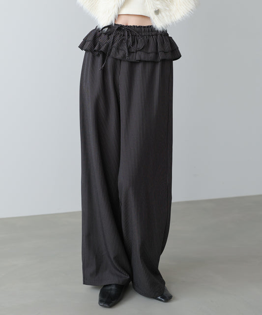 ウエストフリルストライプパンツ