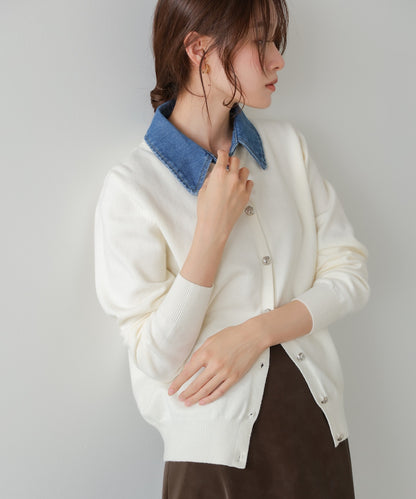 【2026SS】衿デニムドッキングニットカーディガン