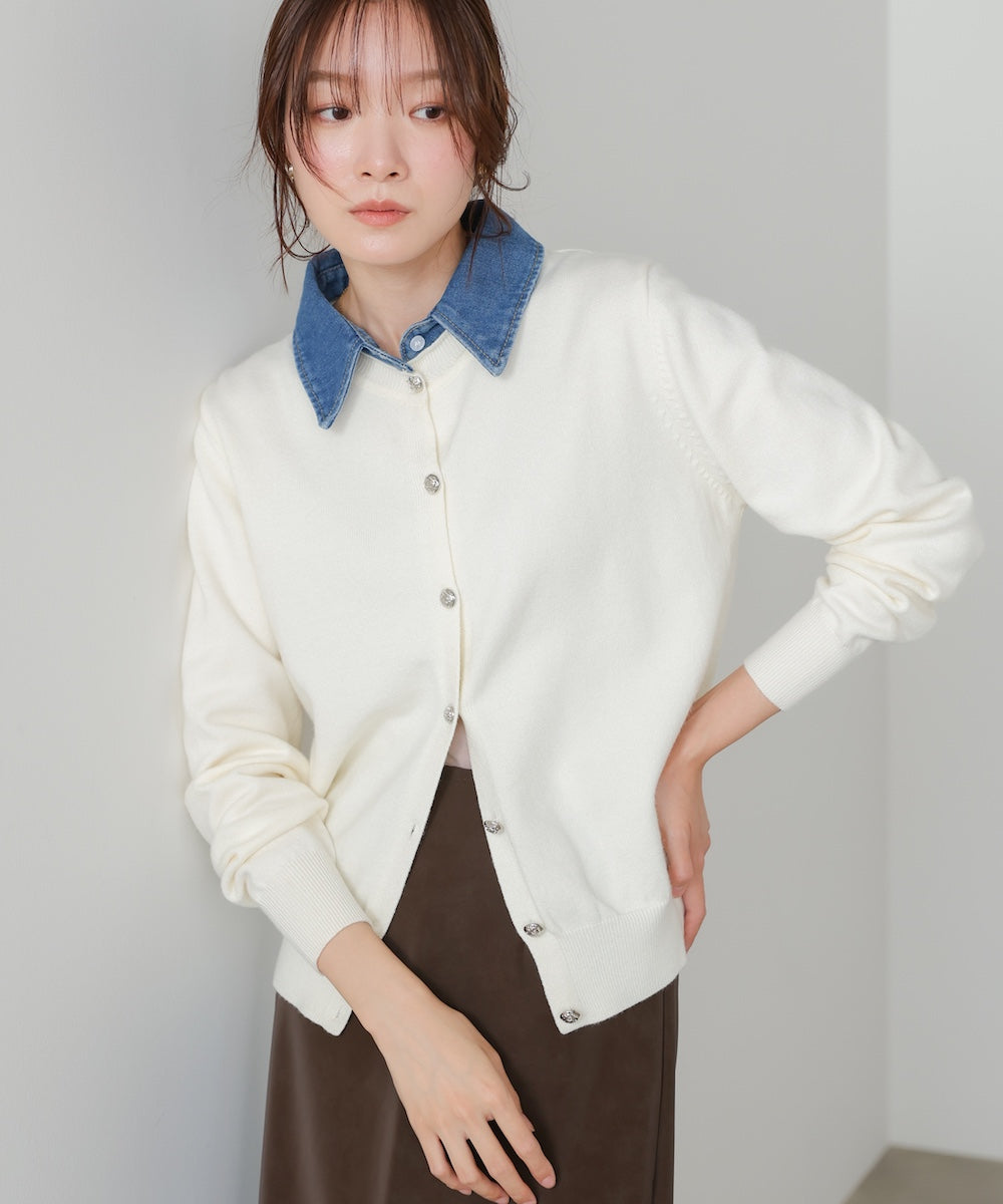 【2026SS】衿デニムドッキングニットカーディガン