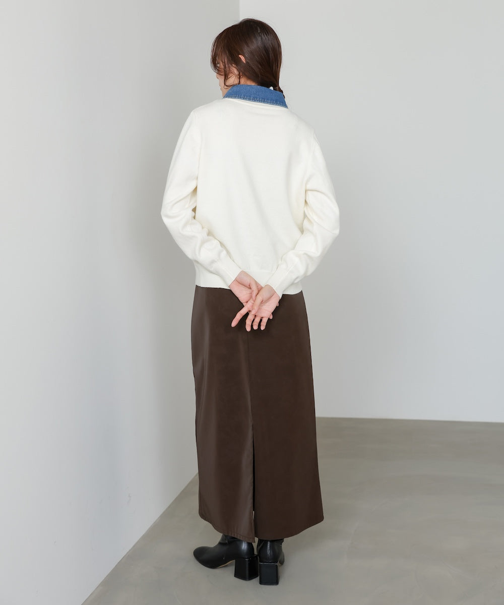 【2026SS】衿デニムドッキングニットカーディガン