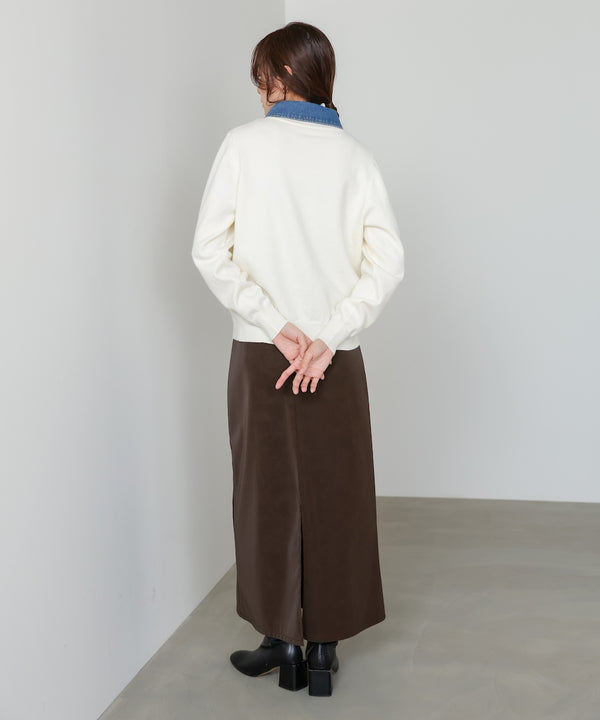 【2026SS】衿デニムドッキングニットカーディガン