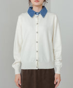 【2026SS】衿デニムドッキングニットカーディガン