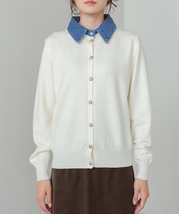 【2026SS】衿デニムドッキングニットカーディガン