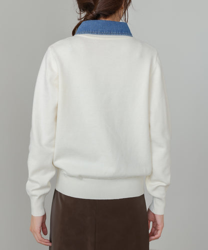 【2026SS】衿デニムドッキングニットカーディガン