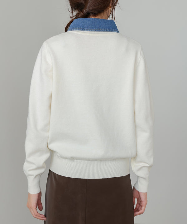 【2026SS】衿デニムドッキングニットカーディガン