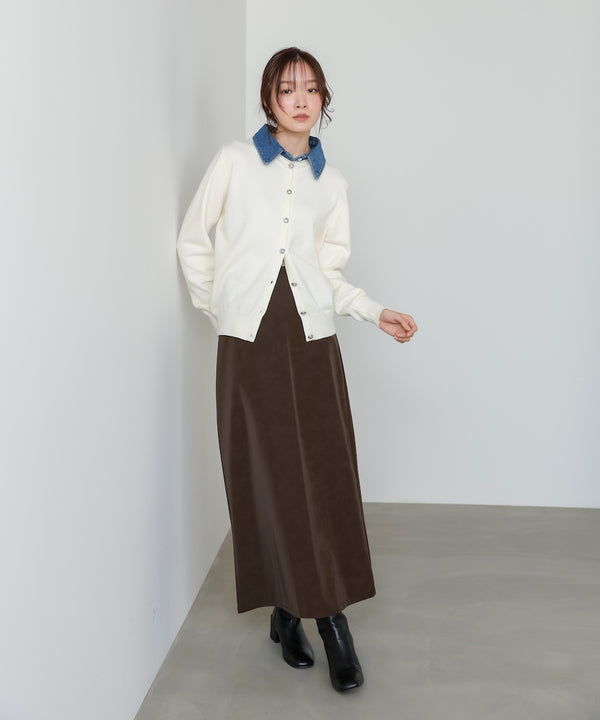 【2026SS】衿デニムドッキングニットカーディガン