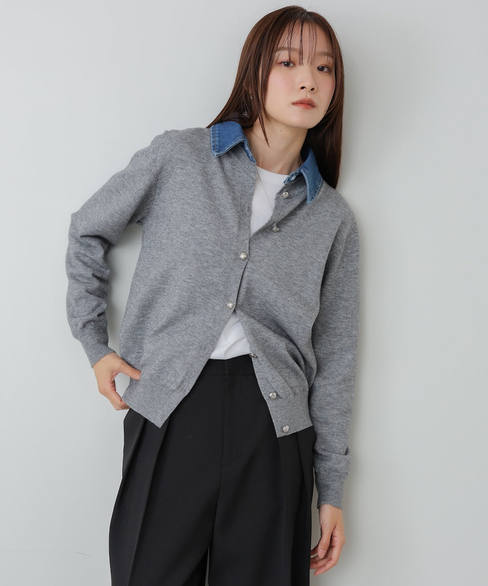 【2026SS】衿デニムドッキングニットカーディガン