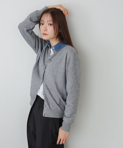 【2026SS】衿デニムドッキングニットカーディガン