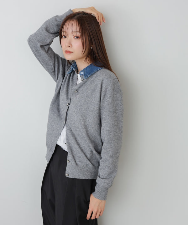 【2026SS】衿デニムドッキングニットカーディガン