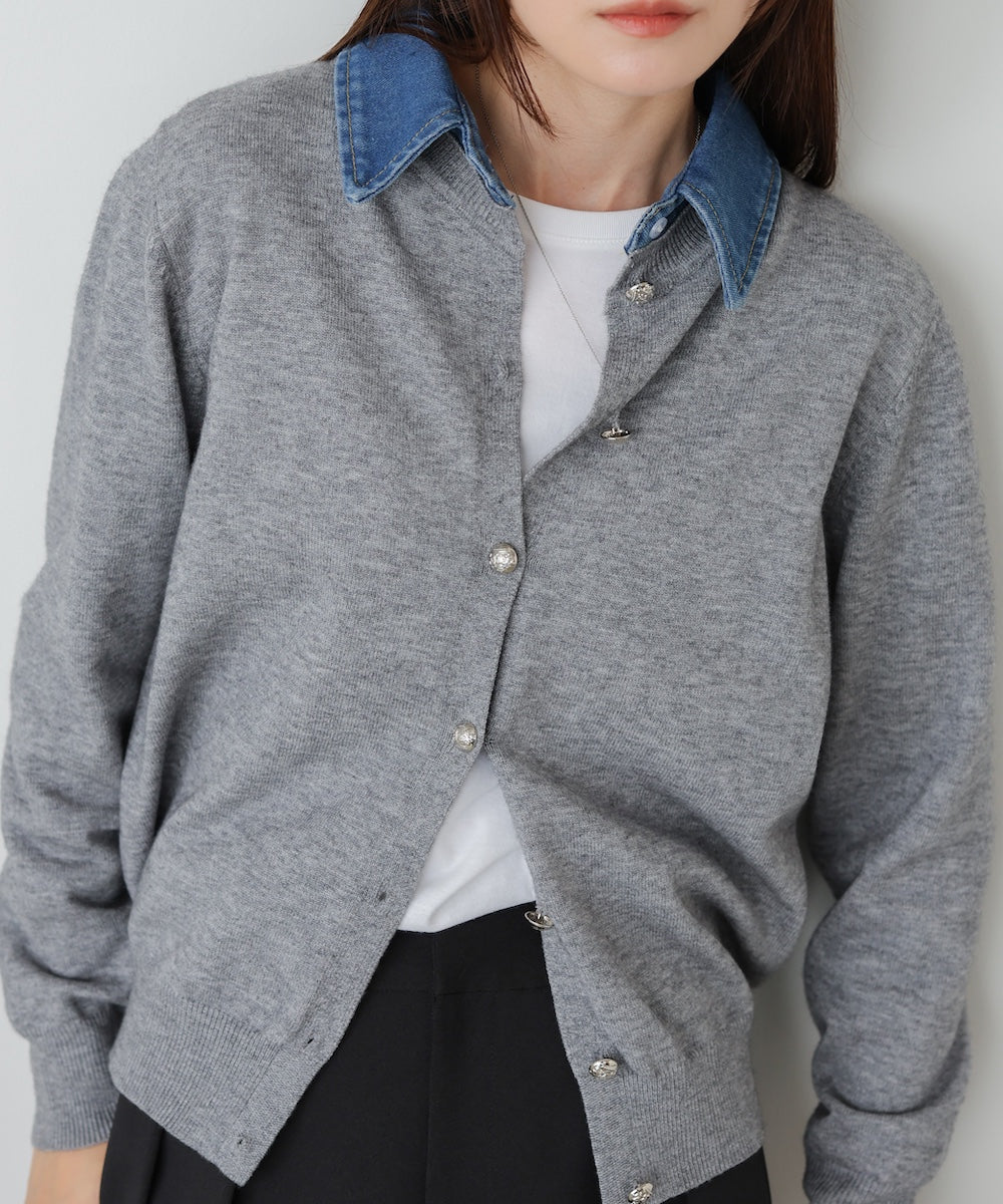 【2026SS】衿デニムドッキングニットカーディガン