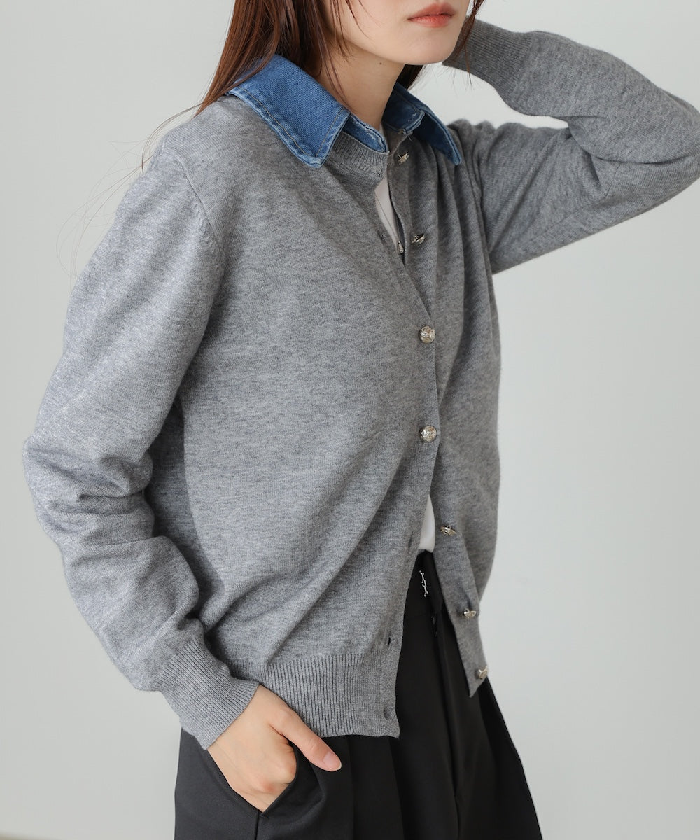 2026SS】衿デニムドッキングニットカーディガン – Bab