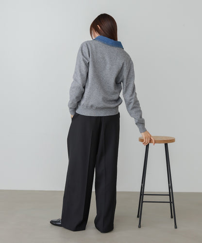 【2026SS】衿デニムドッキングニットカーディガン