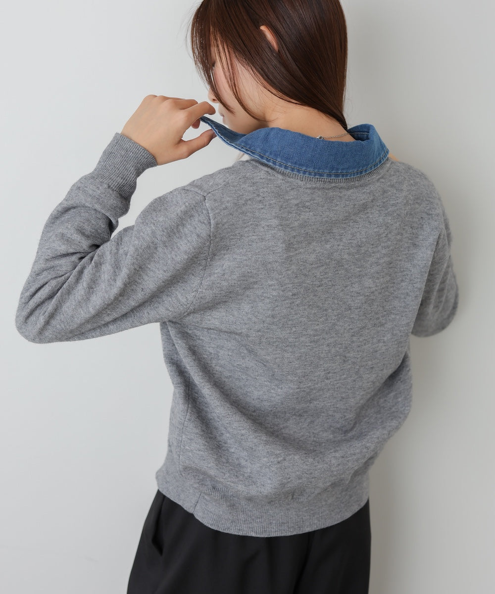 2026SS】衿デニムドッキングニットカーディガン – Bab