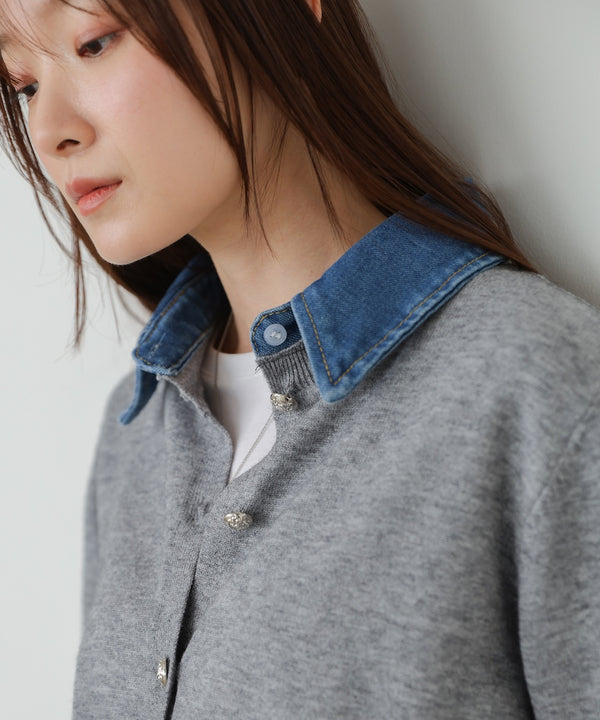 【2026SS】衿デニムドッキングニットカーディガン