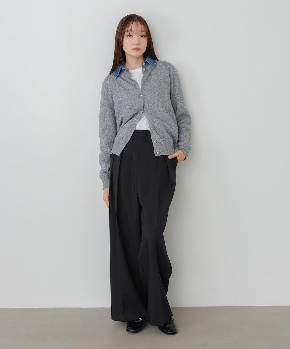 【2026SS】衿デニムドッキングニットカーディガン