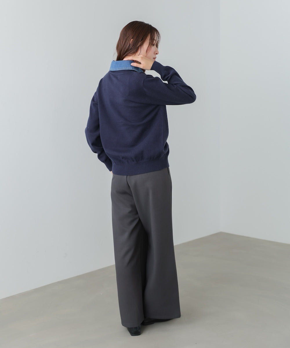 【2026SS】衿デニムドッキングニットカーディガン