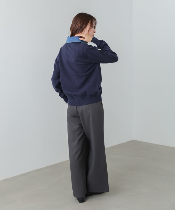 【2026SS】衿デニムドッキングニットカーディガン