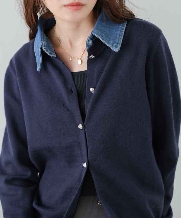 【2026SS】衿デニムドッキングニットカーディガン