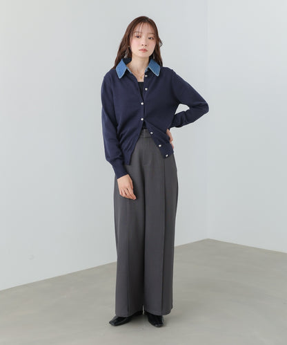 【2026SS】衿デニムドッキングニットカーディガン