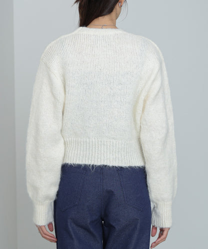 ショートシャギーくるみボタンカーディガン