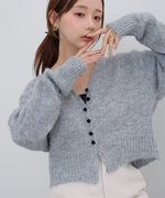 ショートシャギーくるみボタンカーディガン