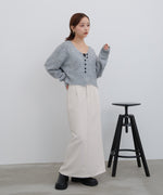 ショートシャギーくるみボタンカーディガン