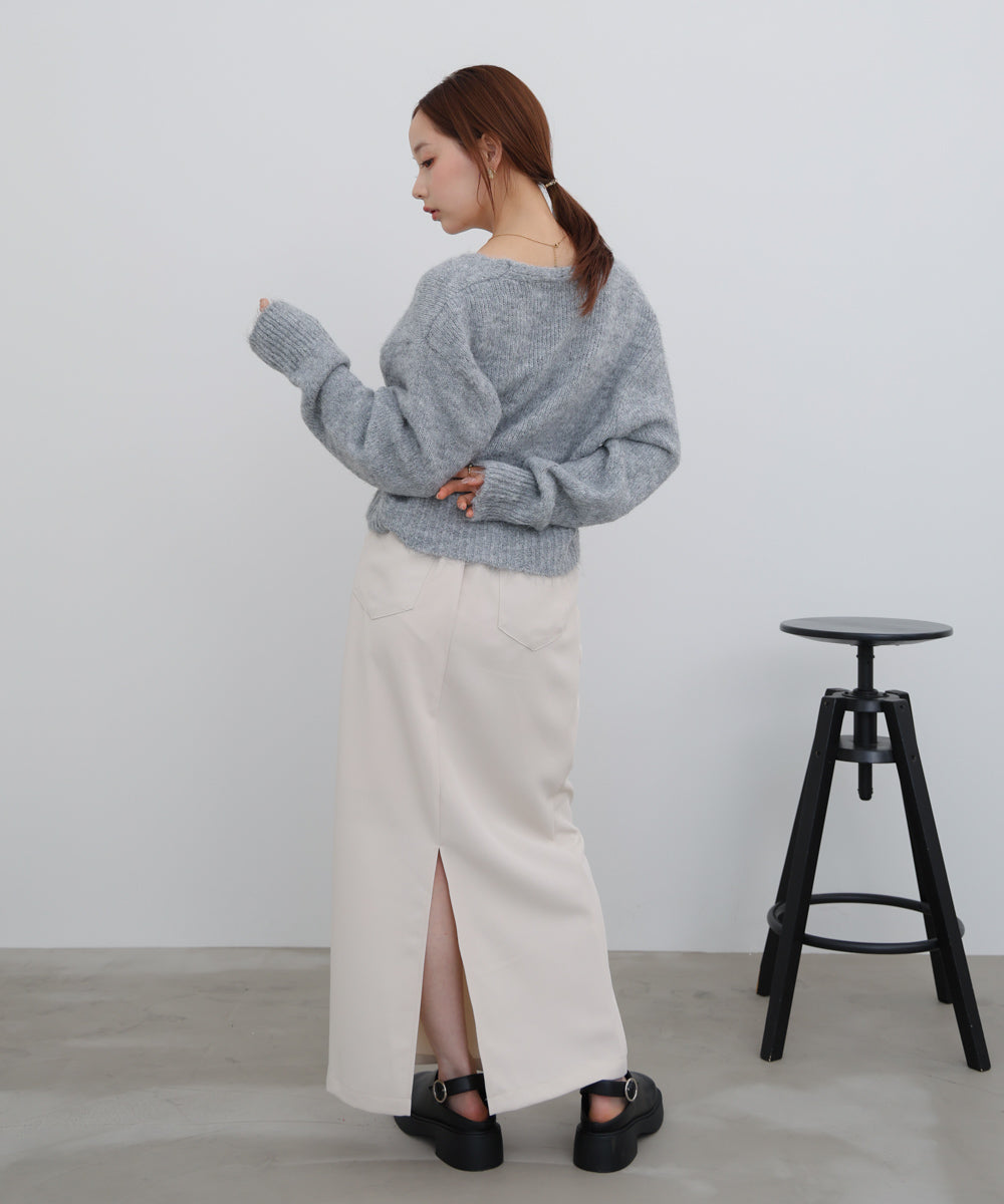 ショートシャギーくるみボタンカーディガン