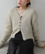 ショートシャギーくるみボタンカーディガン