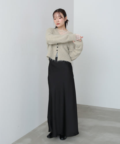 ショートシャギーくるみボタンカーディガン