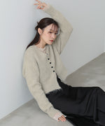 ショートシャギーくるみボタンカーディガン