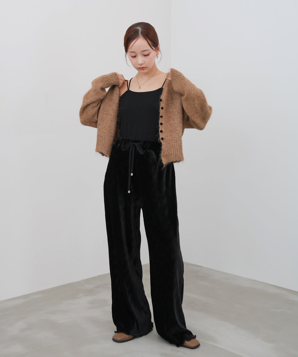 ショートシャギーくるみボタンカーディガン