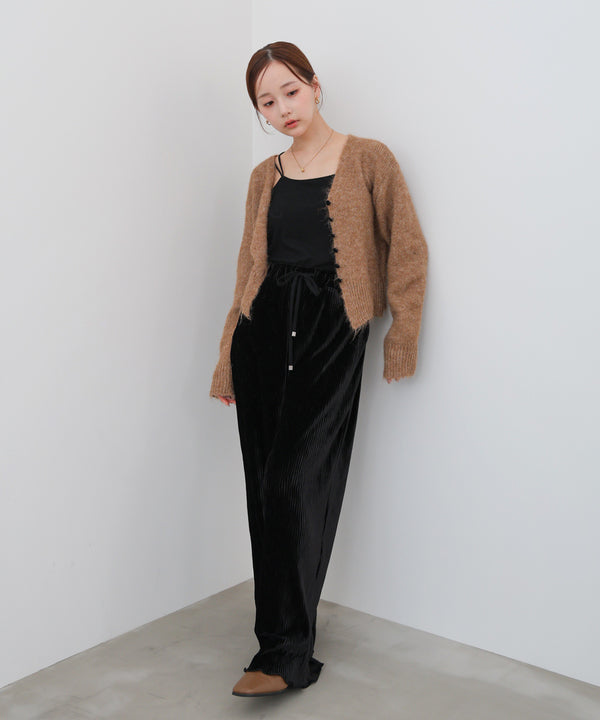 ショートシャギーくるみボタンカーディガン