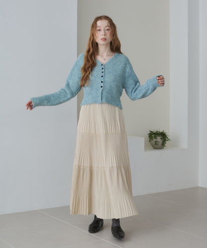 ショートシャギーくるみボタンカーディガン