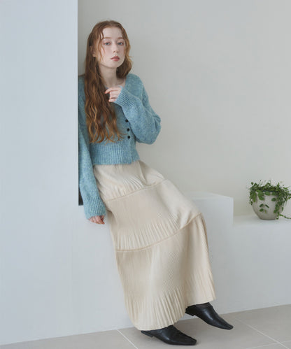 ショートシャギーくるみボタンカーディガン