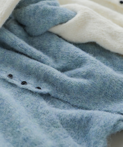 ショートシャギーくるみボタンカーディガン