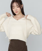 ショートフーディーニットトップス