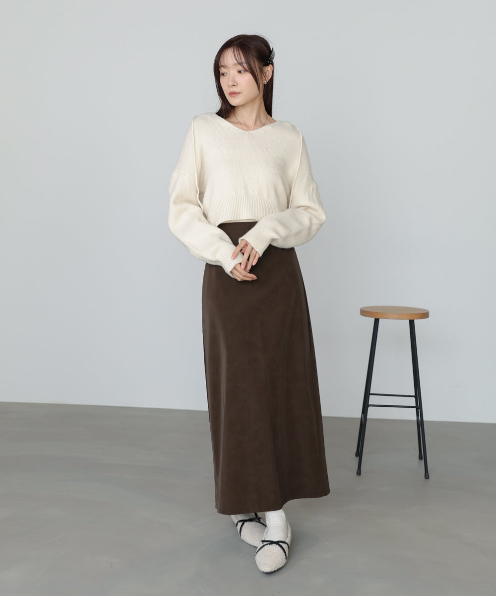 ショートフーディーニットトップス