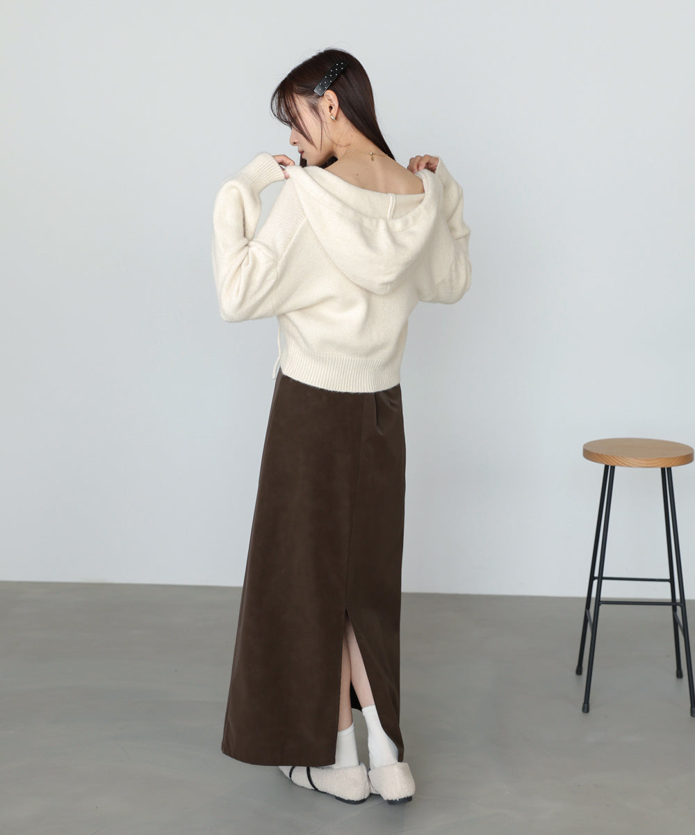 ショートフーディーニットトップス