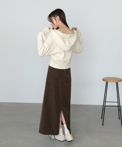 ショートフーディーニットトップス