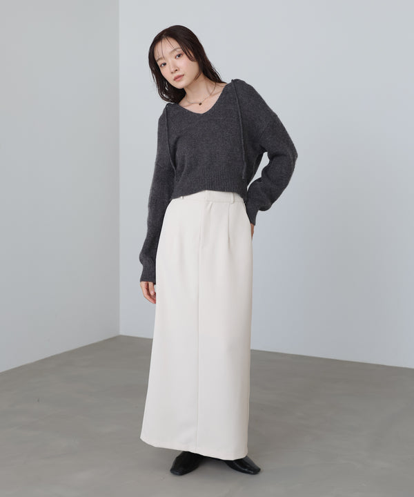 ショートフーディーニットトップス