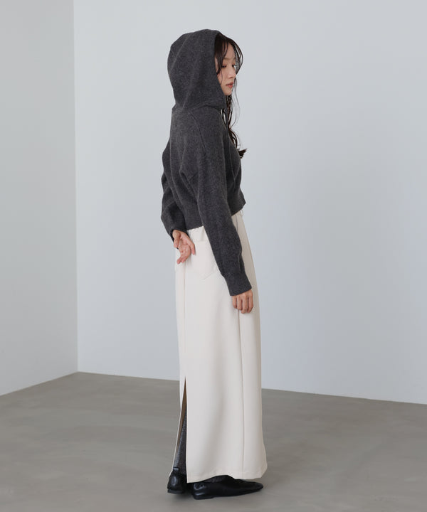 ショートフーディーニットトップス