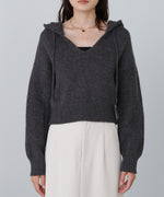 ショートフーディーニットトップス