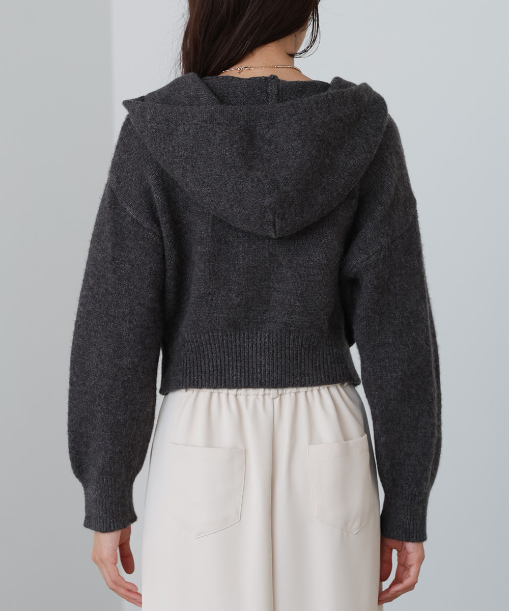 ショートフーディーニットトップス