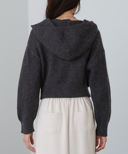 ショートフーディーニットトップス